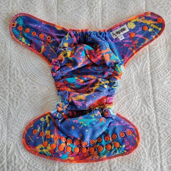 Sassy Cloth Hybrid Fitted Diaper Size 2 – Paint Splatter Print - Picture 1 of 5